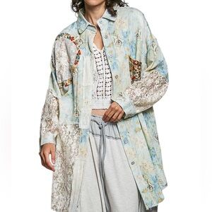 101. POL Women’s Watercolor Peace Lace Shacket NWT